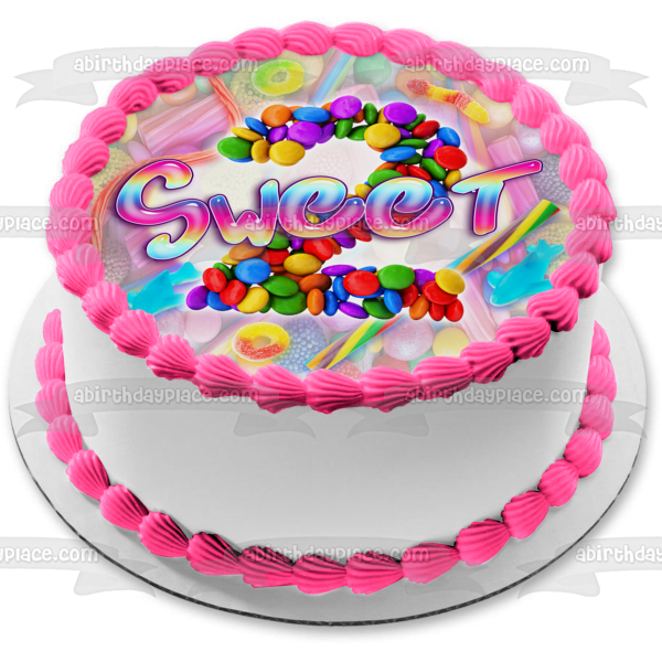 Two Sweet Candy Pieces Edible Cake Topper Image ABPID57756