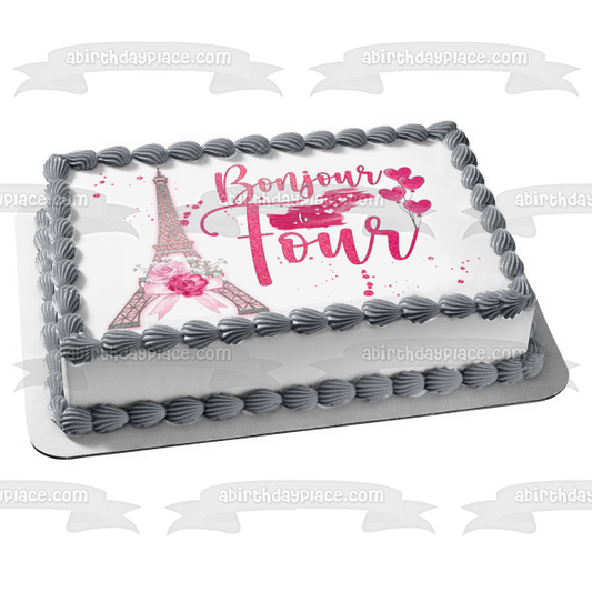 Imagen comestible para decoración de tarta Bonjour to Four ABPID57745