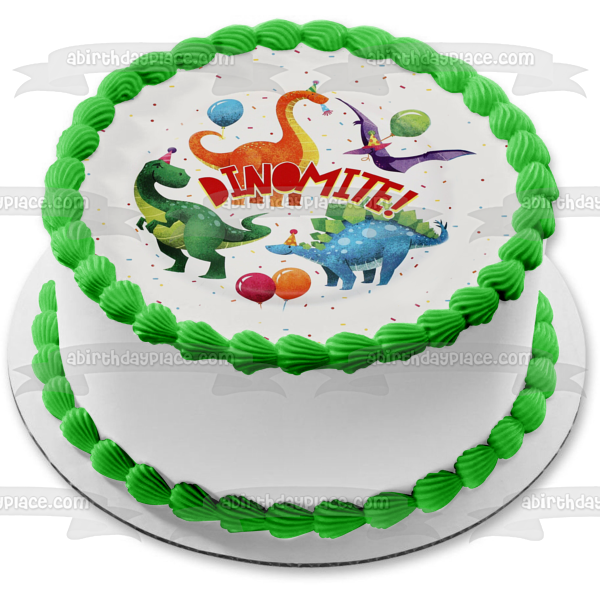 Dinomite Birthday Party Edible Cake Topper Image ABPID57747