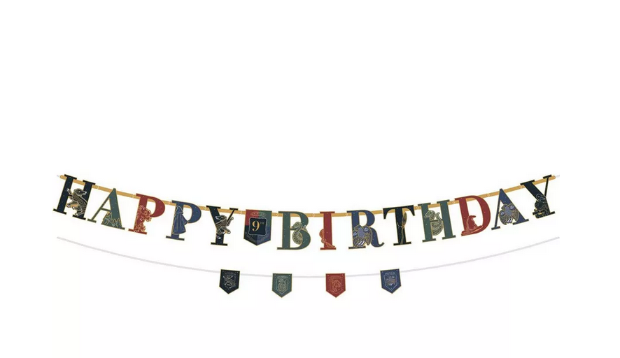 Harry Potter Happy Birthday Banner Cake Topper Hogwarts Flags