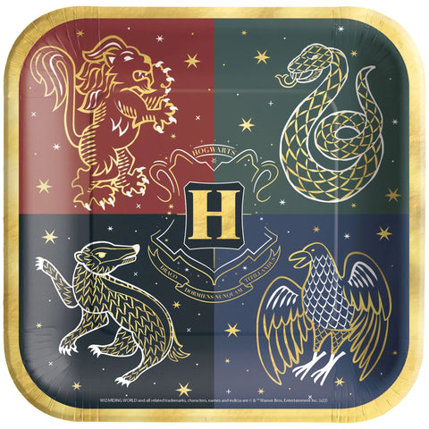Harry Potter Hogwarts United 9" Metallic Plate Squares, 8ct