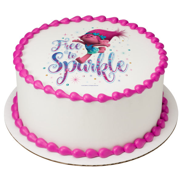 Trolls Free to Sparkle Edible Cake Topper Image