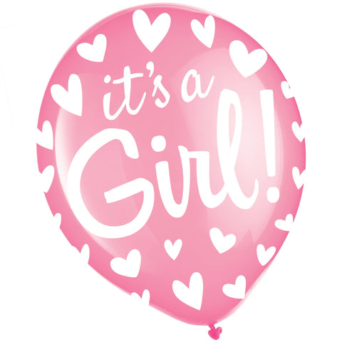 "It's a Girl" Printed 12" Latex Balloon, 1ct