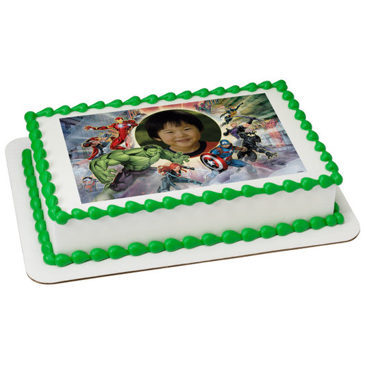 MARVEL Vengadores ensamblan marco de imagen comestible para decoración de tartas