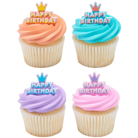 Happy Birthday Crown Cupcake Rings