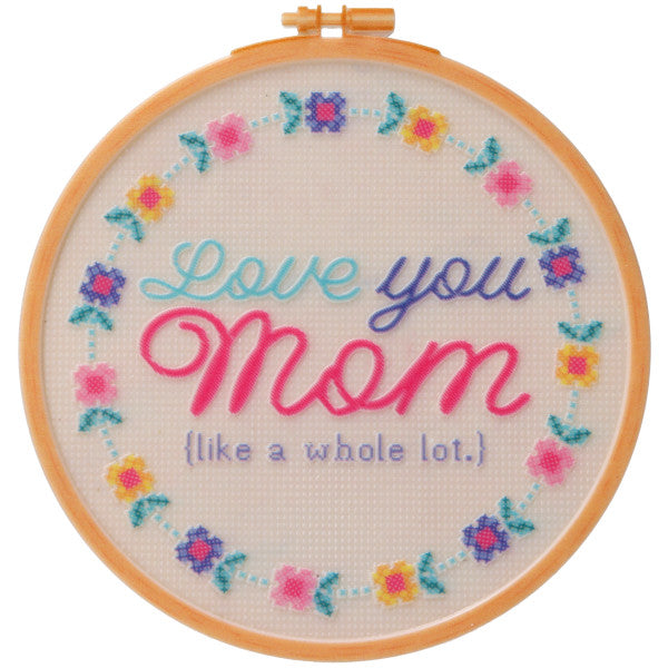 Love You Mom Cross-Stitch Easel Back Layon