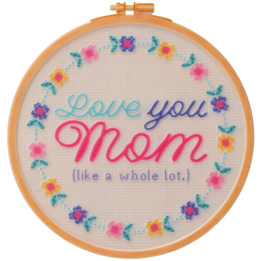 Love You Mom Cross-Stitch Easel Back Layon