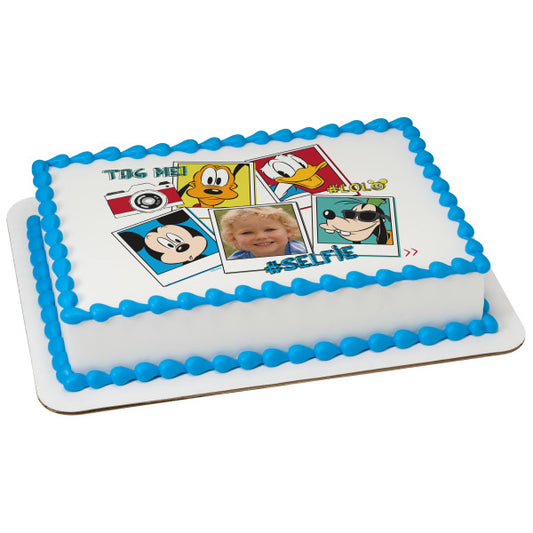 Marco de imagen comestible para decoración de tarta #Selfie de Mickey Mouse y sus amigos