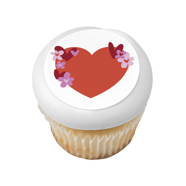 Red Heart Edible Cake Topper Image