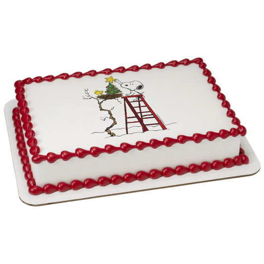 Imagen de decoración comestible para tarta de Peanuts, Snoopy y Woodstock