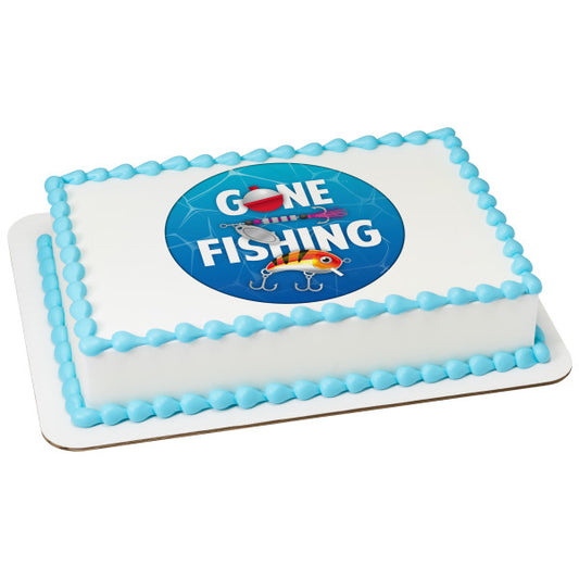 Gone Fishing Edible Cake Topper Image