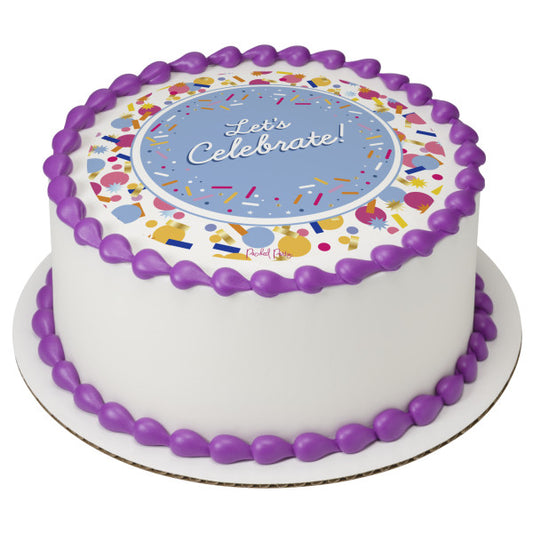 Packed Party Let's Celebrate Edible Cake Topper Image