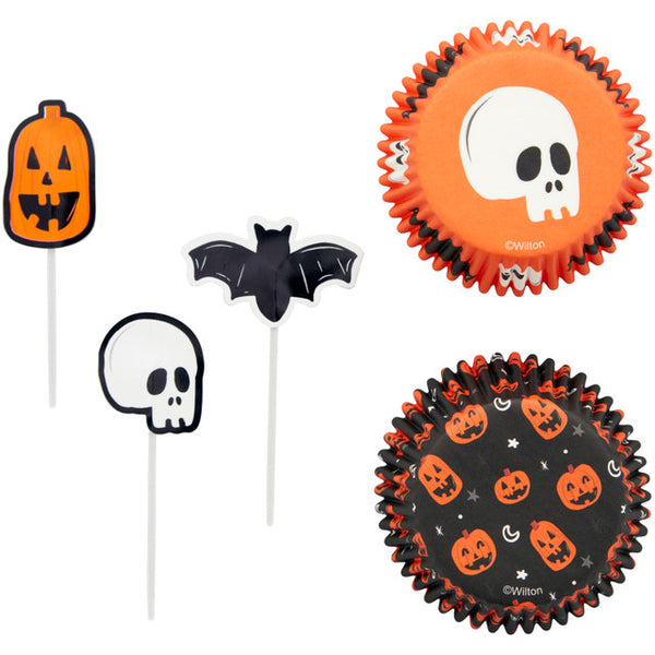 Skull, Bat and Pumpkin Halloween Cupcake Kit, 72-Piece