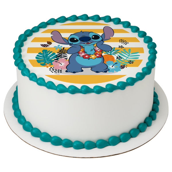 EDIBLE LILO AND STITCH CAKE TOPPER ICING SUGAR SHEET PHOTO PARTY DECORATION