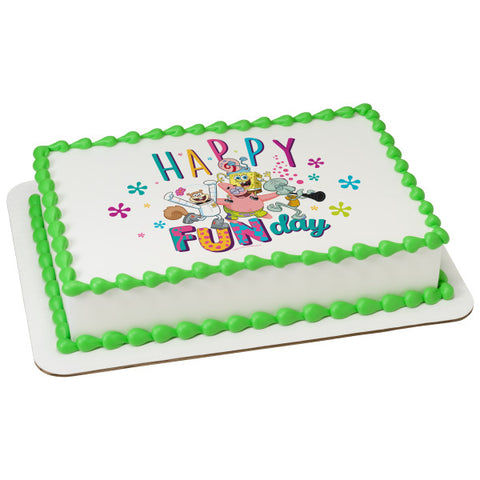 SpongeBob SquarePants Happy Funday! Edible Cake Topper Image