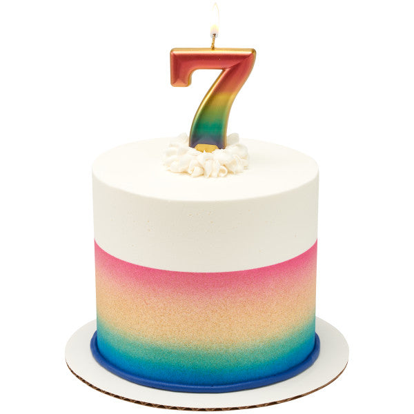 Seven (7) Rainbow Metallic Numeral Candle