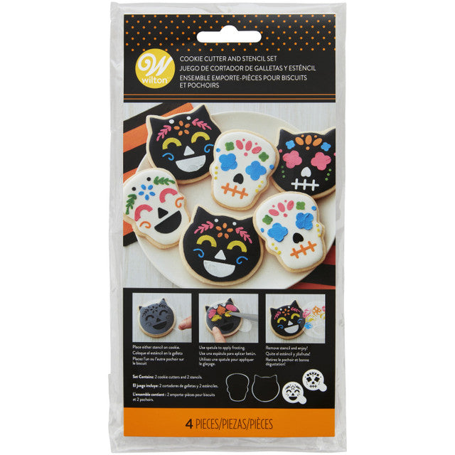 Day of the Dead Cookie Cutter and Stencil Set, 4-Piece Set