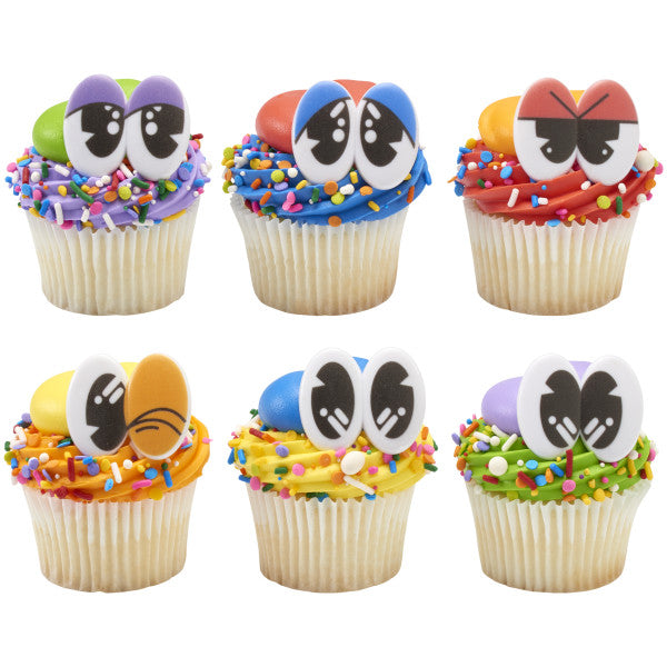 Doodle Eyes Cupcake Rings 12ct