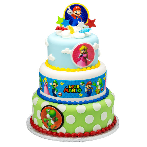 Super Mario Game On Edible Cake Topper Image Strips