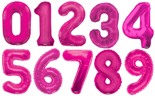 34" Numeral Balloon - Pink 1ct Plus 12 Color Coordinating Latex Balloons Bouquet