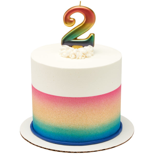 Two (2) Rainbow Metallic Numeral Candle