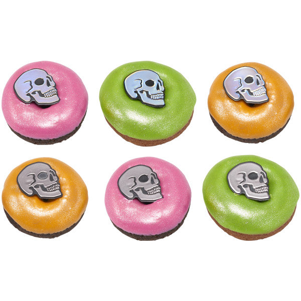 Metallic Skull Cupcake Rings 12ct