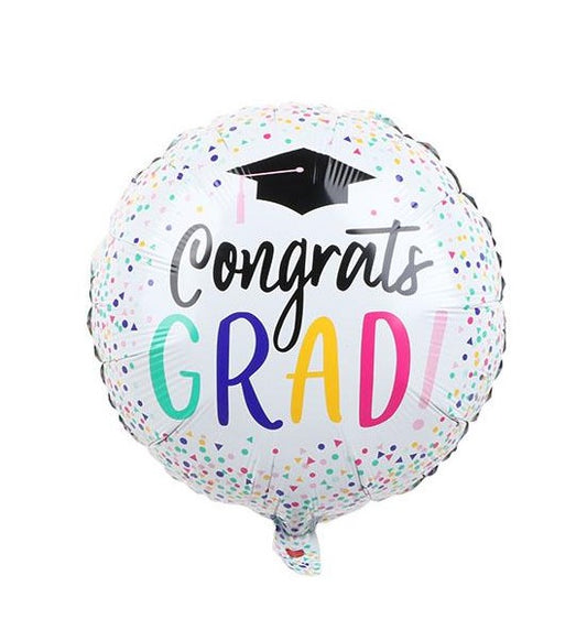 Congrats Grad Black Grad Hat Foil Balloon