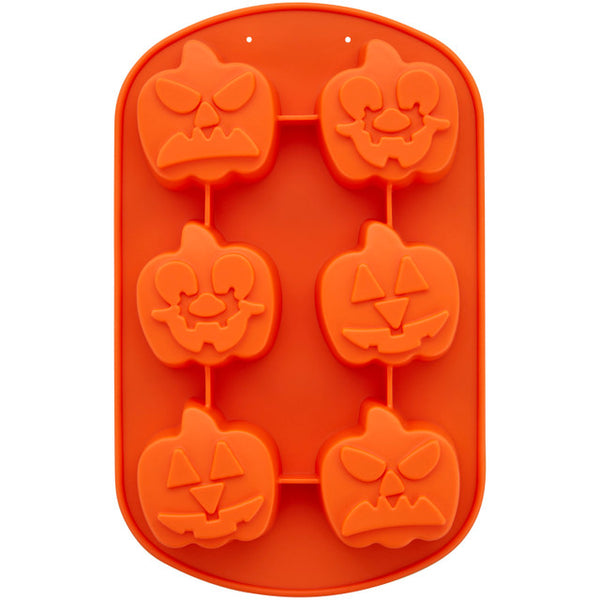 Funny Jack-O-Lantern Silicone Baking and Candy Mold, 6-Cavity