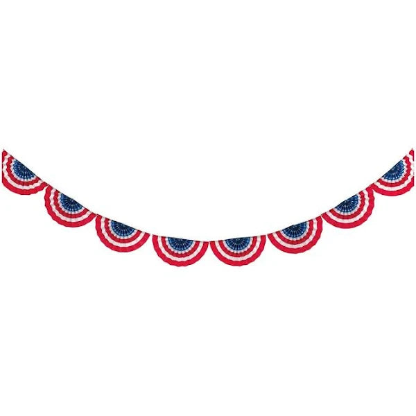 Patriotic Scalloped Paper Fan Garland, 8 ft