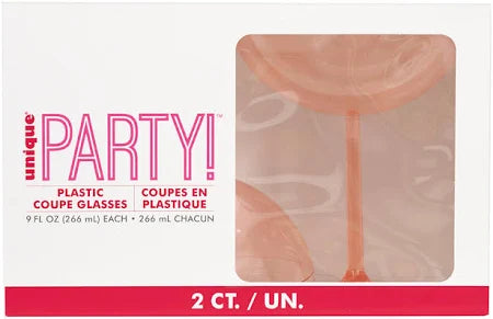 Pink Plastic Coupe Glasses 2ct