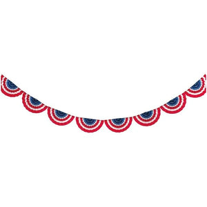 Patriotic Scalloped Paper Fan Garland, 8 ft