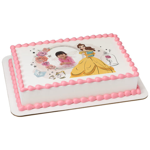 Princess Belle Edible Cake Topper Image Frame