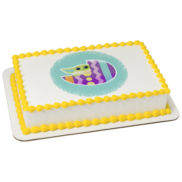 Star Wars Grogu Easter Egg Edible Cake Topper Image