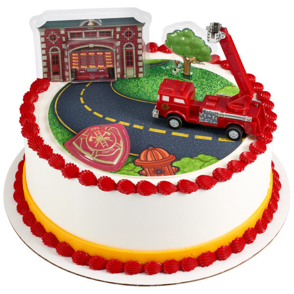 Fire Truck & Station DecoSet® and Edible Image Background
