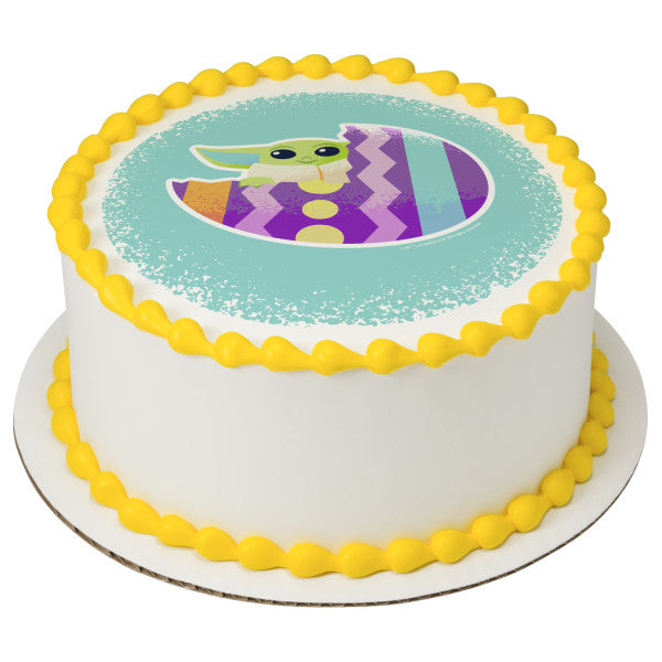 Star Wars Grogu Easter Egg Edible Cake Topper Image
