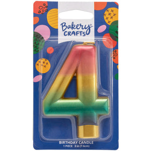 Four (4) Rainbow Metallic Numeral Candle
