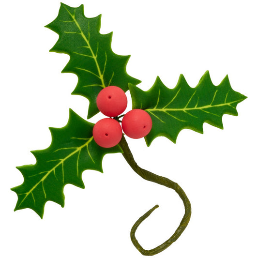 Holly and Berries 2.5" Gum Paste Flowers