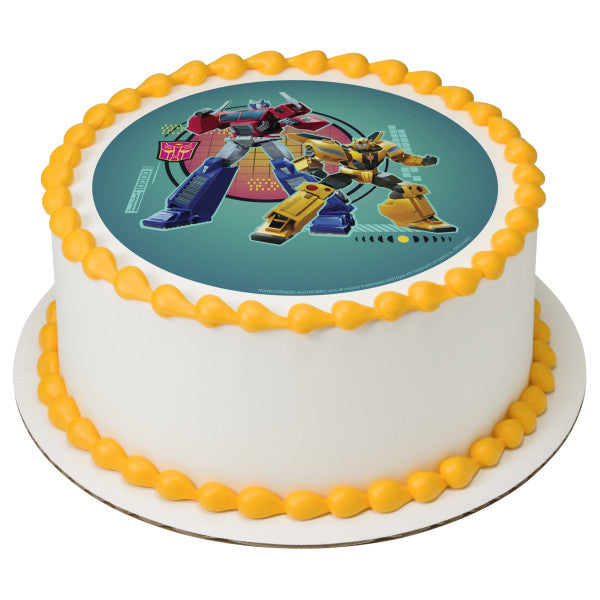 Imagen de adorno comestible para tarta Transformers We Unite