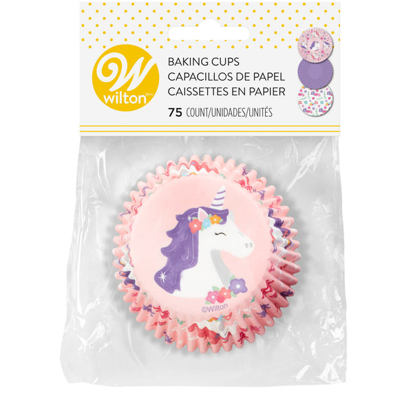 Unicorn, Flower Print and Solid Purple Baking Cups, 75-Count
