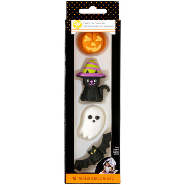 Bat, Cat, Pumpkin and Ghost Candy Decorations, 4-Pieces