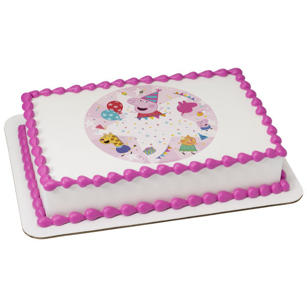 Peppa the Pig Peppa's Party Edible Cake Topper Image