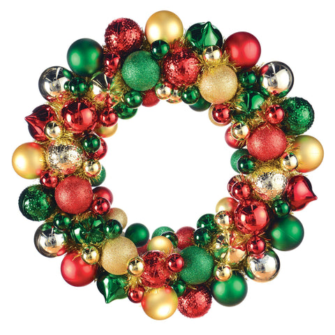 Metallic Red and Green Bulb Wreath, 1ct