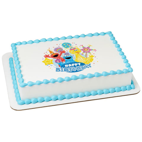 Sesame Street Happy Birthday Edible Cake Topper Image