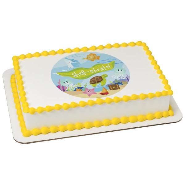 Shell-Ebrate Summer Edible Cake Topper Image