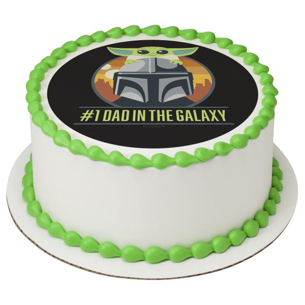 STAR WARS™ The Mandalorian #1 DAD in the Galaxy Edible Cake Topper Image