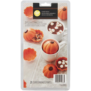 Pumpkin-Shaped Hot Cocoa Bomb Plastic Candy Mold, 3-Cavity