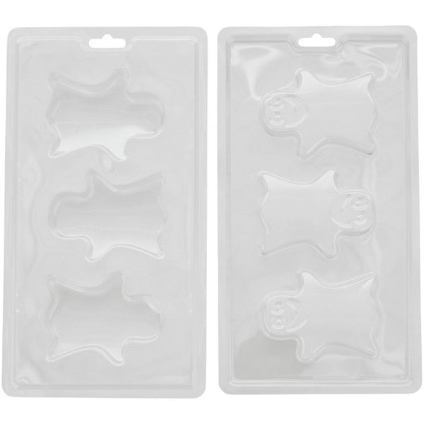 Ghost-Shaped Hot Cocoa Bomb Plastic Candy Mold, 3-Cavity