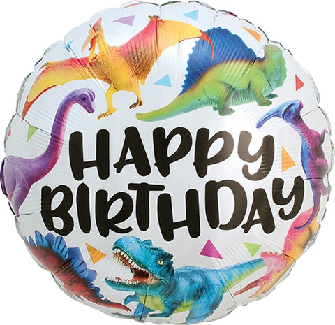 Standard Birthday Colorful Dinosaurs 18" Balloon, 1ct