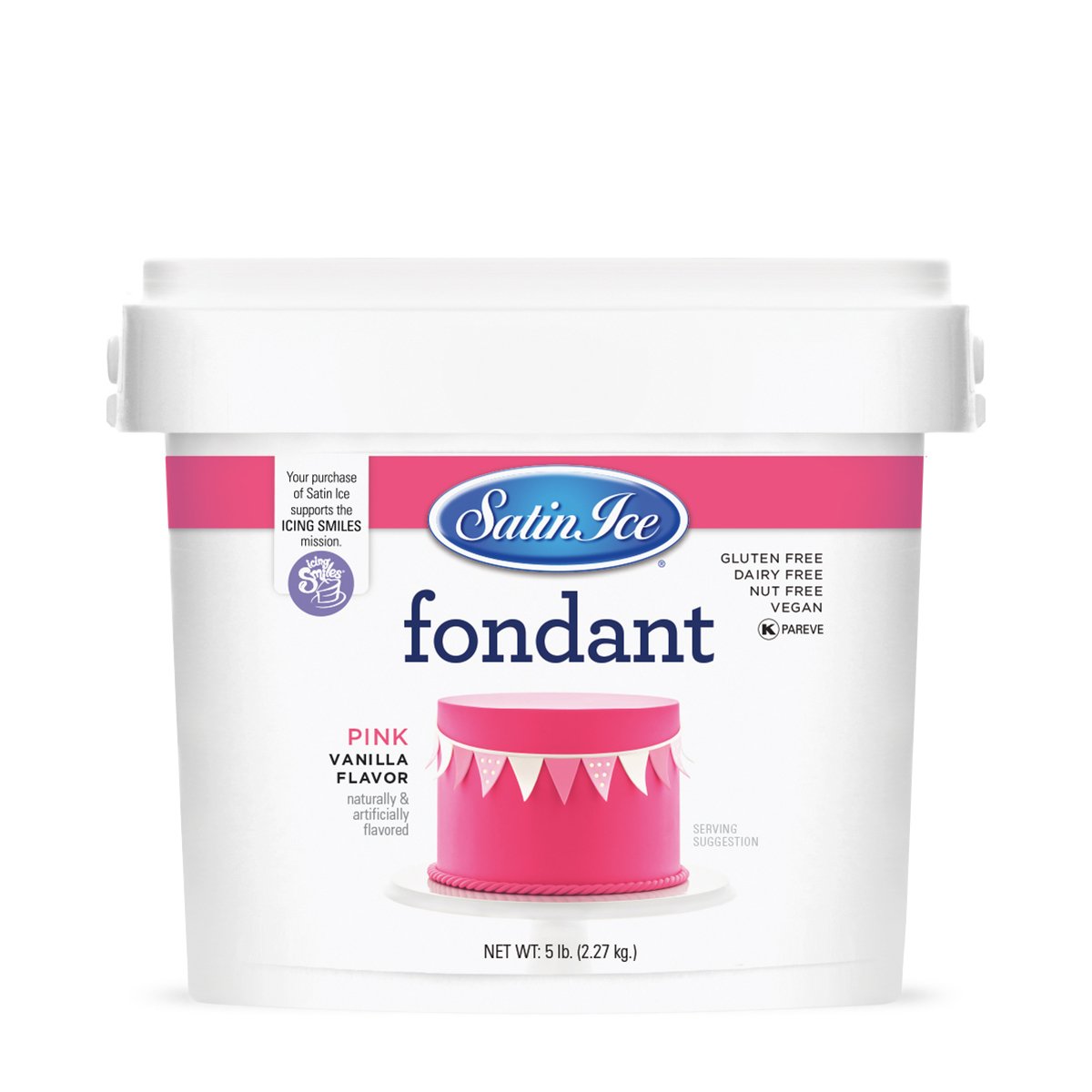 Pink Vanilla Fondant - 5lb Pail - BEST BY DATE 2/17/2022