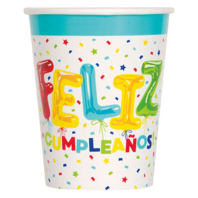 Feliz Cumpleanos Balloon Birthday 9oz Cups, 8ct